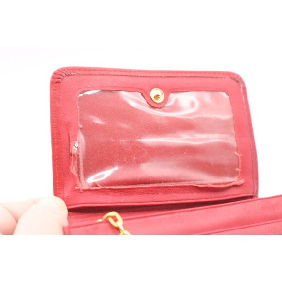 Buxton Red Leather Top Grain Cowhide Folding Wallet Coin Purse w/Keychain Vtg - Picture 5 of 12